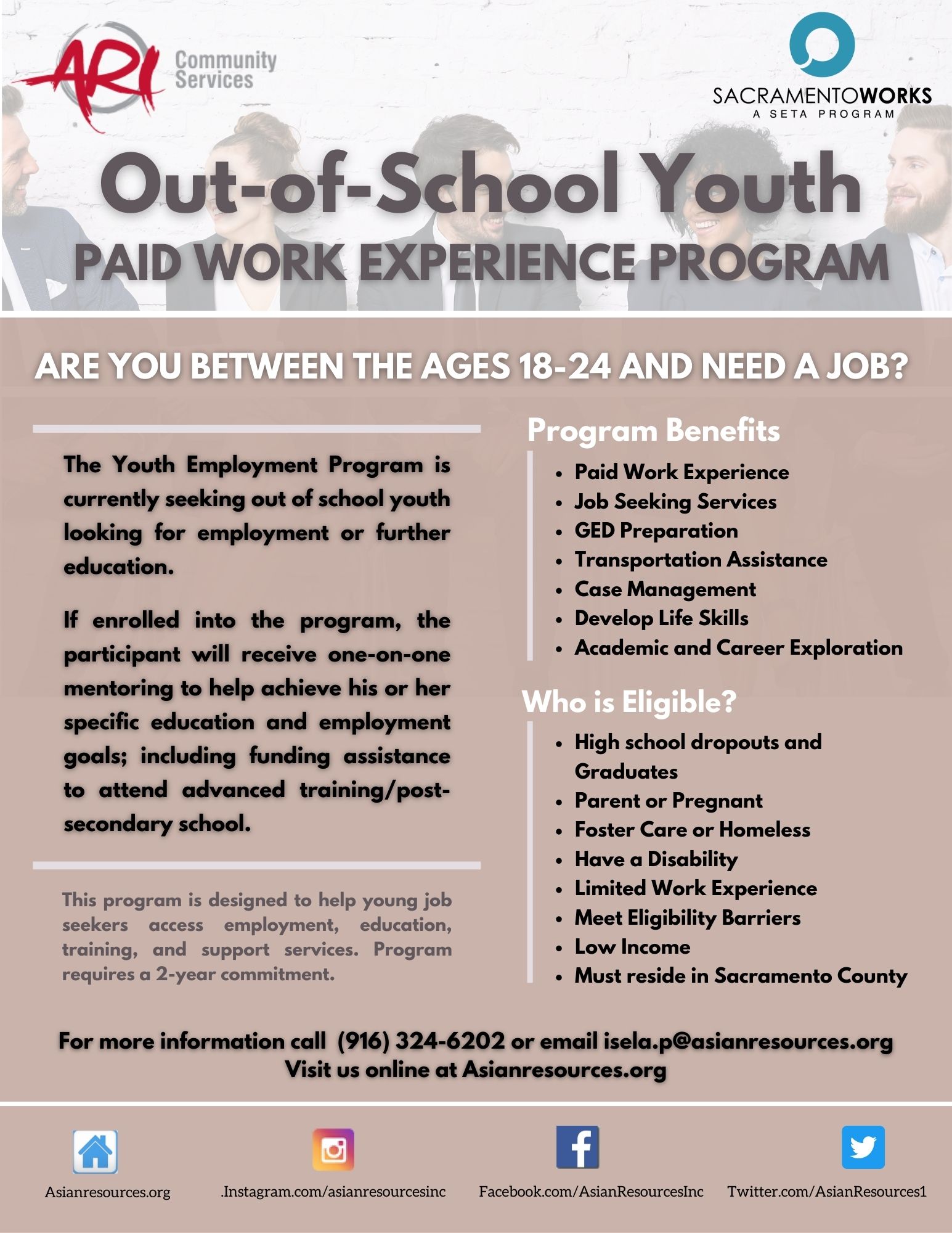 Youth Paid Work Experience Program — ARI – Sacramento Regional Fire ...